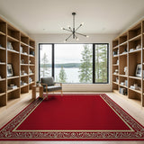 Red Elegant Red Ornate Border Area Rug