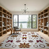 Festive Maroon Poinsettia Bow Area Rug