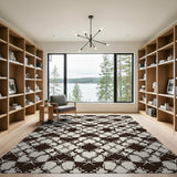 Black and White Black White Geometric Lattice Area Rug