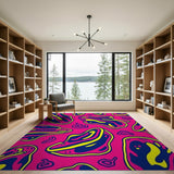 Vibrant Pink Abstract Blob Area Rug