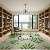 Cute Cartoon Panda Bamboo Area Rug