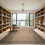Tan Brown Geometric Woven Area Rug
