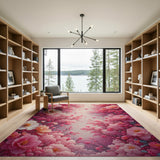 Vibrant Pink Peony Fractal Area Rug