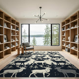 Nordic Reindeer Silhouette Area Rug