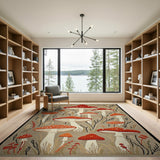 Whimsical Red Mushroom Meadow Rug