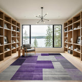ODIKA Modern Abstract Purple Geometric Washable Area Rug - Low Pile Non-Slip