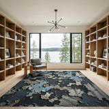 Blue Teal Smoky Peeling Paint Area Rug
