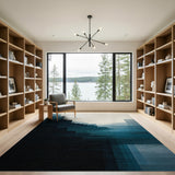 Layered Blue Teal Geometric Area Rug