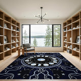 Navy Lunar Mandala Boho Area Rug