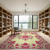 Red Ornate Floral Medallion Area Rug