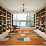 Vibrant Orange Geometric Abstract Orange Area Rug