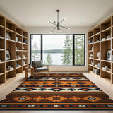 Southwestern Geometric Brown Tan Brown and Tan Area Rug