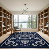 Mystic Navy Mandala Persian Area Rug