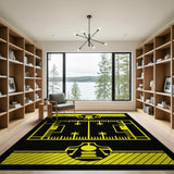 Yellow American Football Field Area Rug