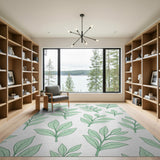 Green Fresh Green Leaves Pattern Area Rug