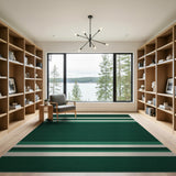 Forest Green Striped Area Rug