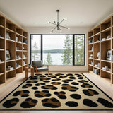 Brown and Tan Leopard Print Cream Area Rug