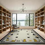 Whimsical Cat Doodle Border Area Rug