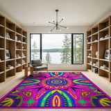 Boho Chic Multi-color and Patterns Vibrant Pink Mandala Boho Area Rug