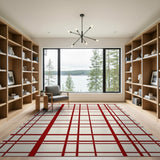 Rustic Farmhouse Bold Red White Checkered Area Rug