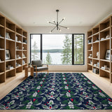 Whimsical Navy Evergreen Tree Pattern Area Rug