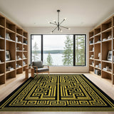 Gold Greek Key Labyrinth Area Rug
