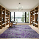 Purple Grey Distressed Abstract Area Rug