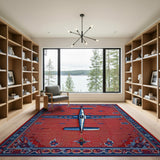 Red Persian Airplane Motif Area Rug