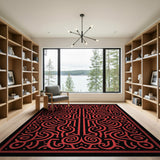 Red Bold Red Swirl Heritage Tribal Area Rug
