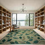 Green Leaf Vine Woven Area Rug