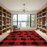Bold Red Geometric Sailboat Area Rug