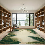 Coastal Palm Frond Border Area Rug