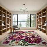 Floral Vintage Vintage Pink Peony Bouquet Area Rug