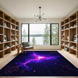Cosmic Neon Lightning Purple Area Rug