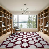 Maroon Interlocking Geometric Area Rug