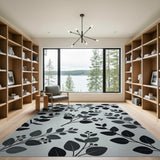 Grey Eucalyptus Leaves Area Rug