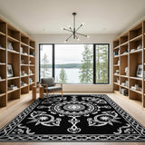 Traditional Persian Intricate Black White Persian Motif Area Rug