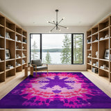 Purple Tie-Dye Mandala Area Rug