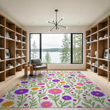 Vibrant Multi-Color Daisy Floral Area Rug