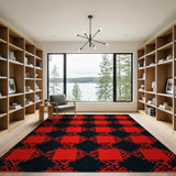 Geometric Modern Bold Red Black Plaid Geometric Area Rug