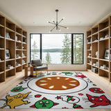 Playful Cartoon Cats Fruits Area Rug