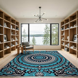 Teal Mandala Heritage Tribal Area Rug