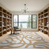 Abstract Area Beige and Neutral Beige Abstract Swirl Area Rug