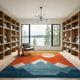 Geometric Sunset Mountains Area Rug