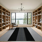 Geometric Modern Bold Black White Vertical Stripe Geometric Rug