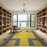 Bold Yellow Navy Grid Geometric Area Rug