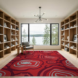 Red Abstract Swirl Area Rug