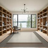 Beige Woven Stripe Border Area Rug
