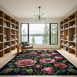 Ornate Pink Roses Tulips Infinity Rug