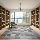 Abstract Geometric Modern Area Rug in Grey Yellow